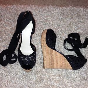 Nine West Wedges in Black Lace
